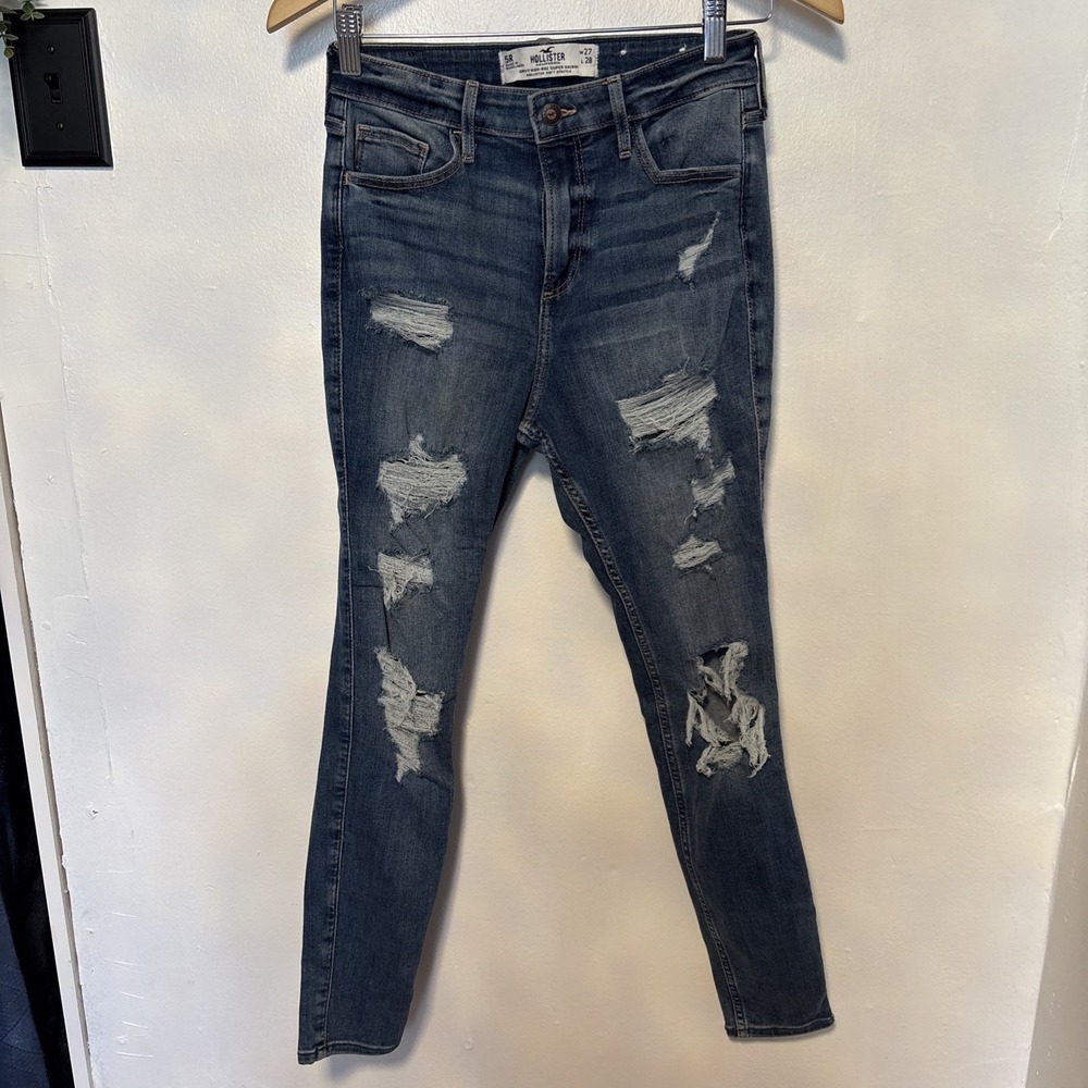 Hollister Jeans Ultra High Rise Women's Juniors Size 5R Distressed Grunge Biker